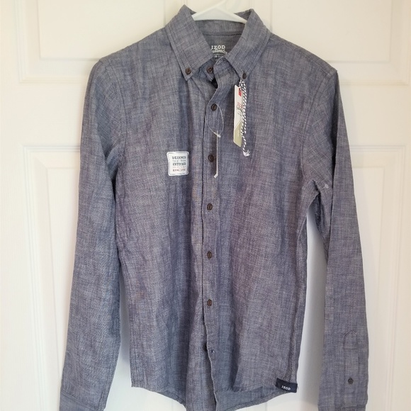 Izod Saltwater Slim Fit Untucked Shirt 